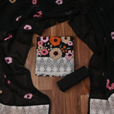 Organza Black Unstitched Suit